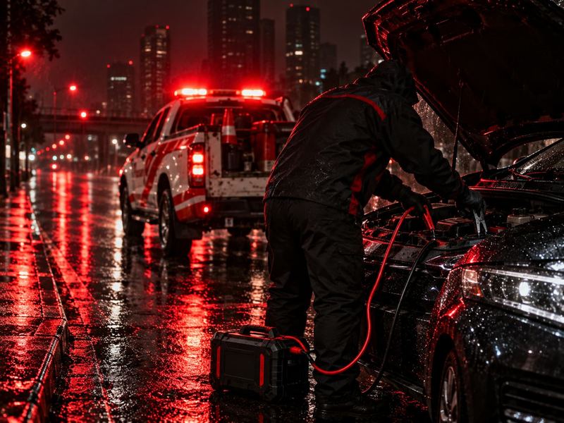 Socorro 24h da WS dando carga na bateria de carro parado